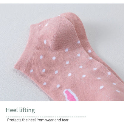 5 Pairs of Women's Cute Pink Cat Short Socks