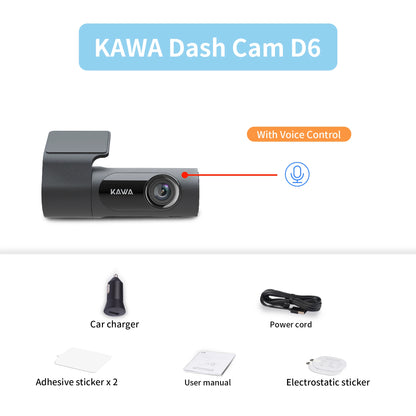 2K KAWA D6 Dash Cam WiFi Video Recorder with Voice Control