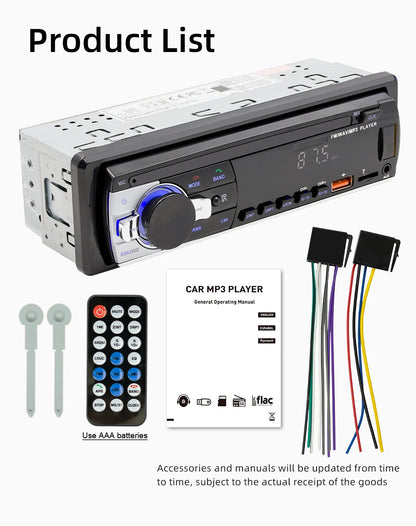 BQCC 530L 1 Din FM Car Radio with Bluetooth and USB