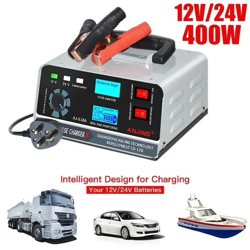 400W Smart Pulse Car Battery Charger - 12V/24V