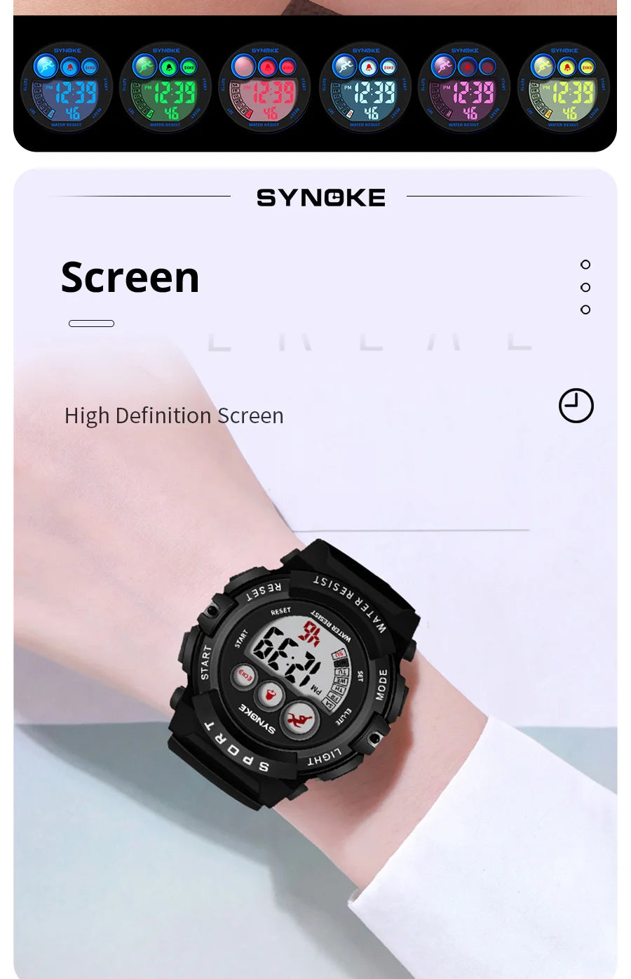 SYNOKE Kids Colorful Digital Sport Watch - Waterproof & Stylish