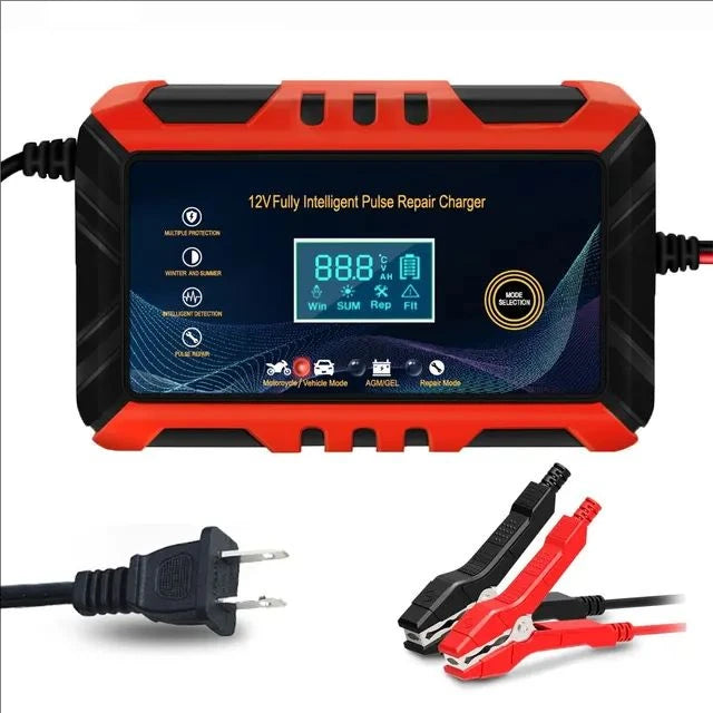 Intelligent Pulse Car Battery Charger with LCD Display