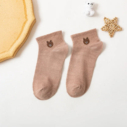 5 Pairs Cute Teddy Bear Ankle Socks for Women