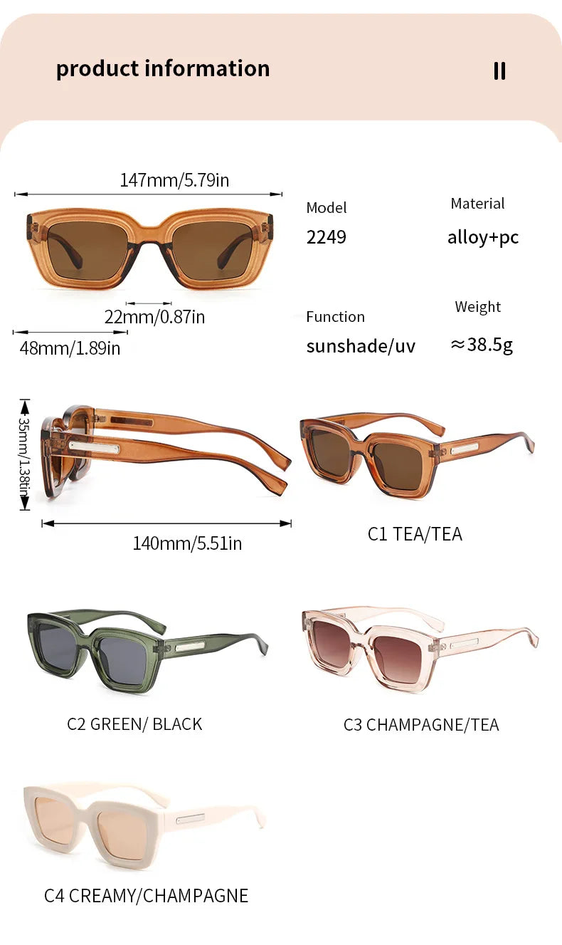 Unisex Retro Square Fashion Sunglasses for Outdoor Activities