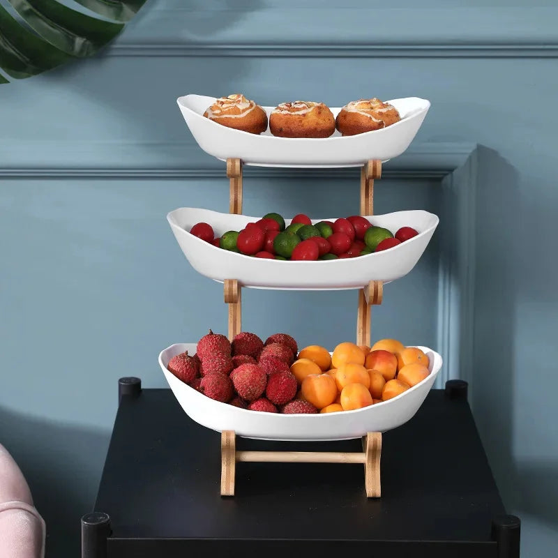 Partitioned Plastic Fruit Bowl and Cake Tray