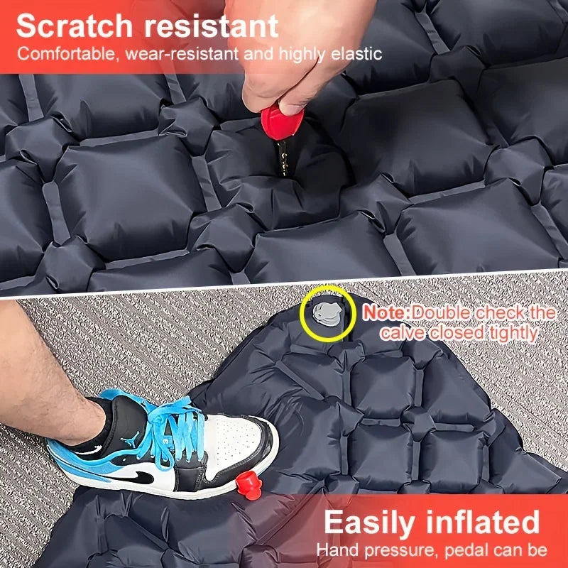 Inflatable TPU Sleeping Pad with Diamond Pillow for Camping