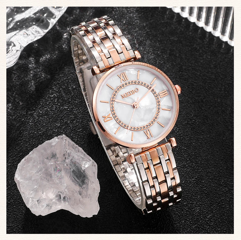 Luxury Crystal Women's Bracelet Watch - MEIBO HQ8016