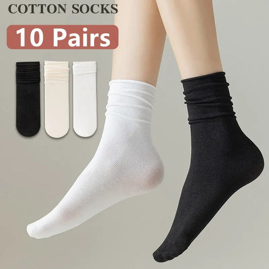 10 Pairs Women's Long Tube Ice Silk Socks - Summer Cool