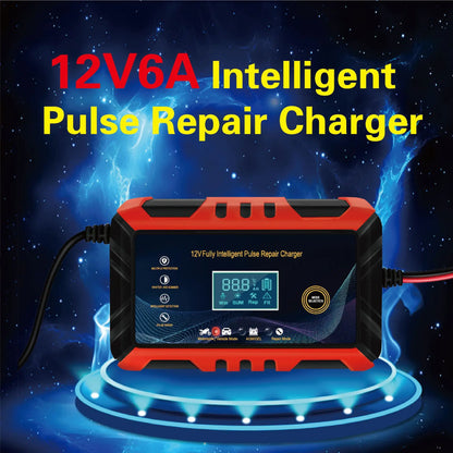 Intelligent Pulse Car Battery Charger with LCD Display