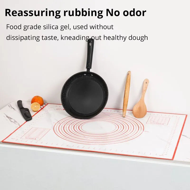 40X50CM Eco-Friendly Silicone Dough Mat - White & Red