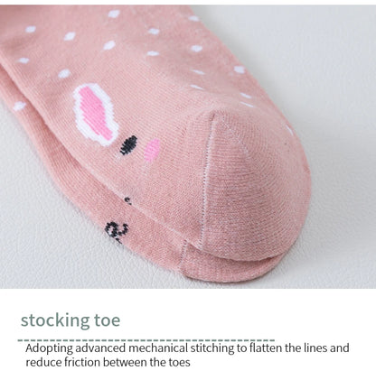 5 Pairs of Women's Cute Pink Cat Short Socks