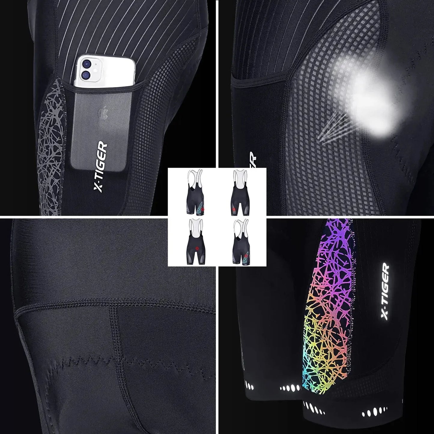 Men's Cycling Bib Shorts with 5D Gel Pad and Pockets