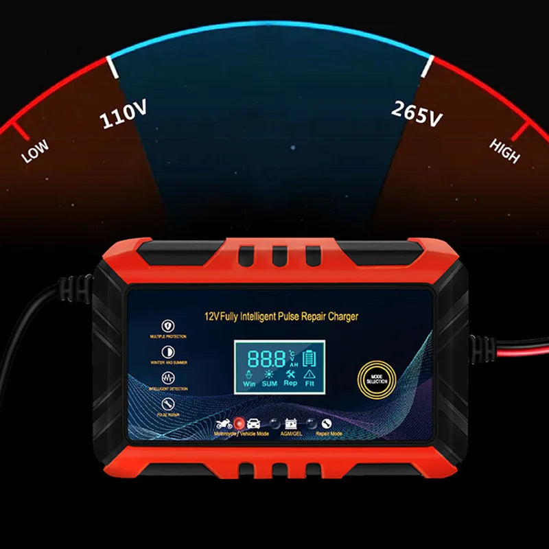 Intelligent Pulse Car Battery Charger with LCD Display