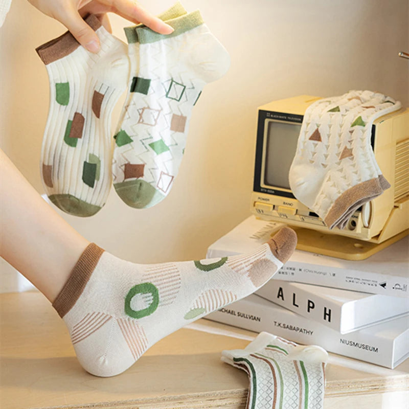 5 Pairs Cute Teddy Bear Ankle Socks for Women