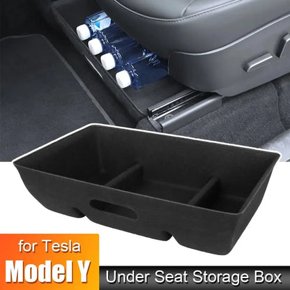 Tesla Model Y Under Seat Storage Box Organizer - Black