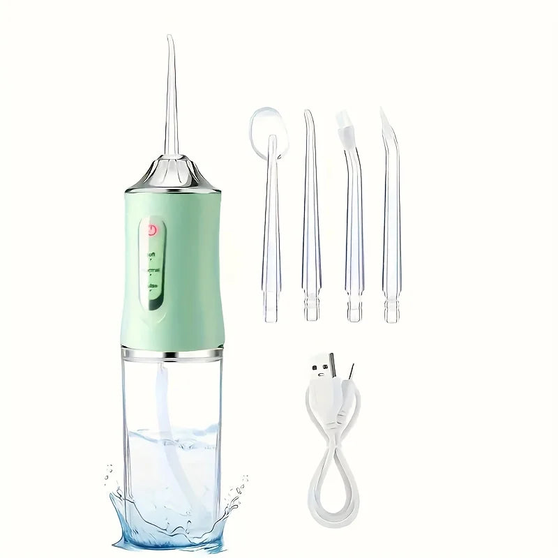 USB Portable Oral Irrigator Water Flosser with 4 Nozzles