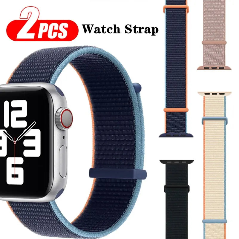 2PCS Nylon Strap for Apple Watch (Series 4 to Ultra 49mm)