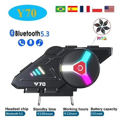 Y70 Bluetooth Motorcycle Helmet Headset with RGB Lights