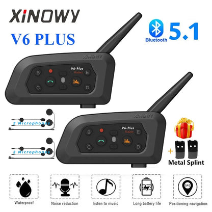 XINOWY V6 Plus Motorcycle Helmet Bluetooth Headset