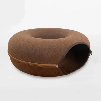 Interactive Cat Tunnel Bed - Cozy Felt Pet House