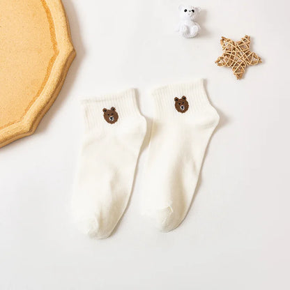 5 Pairs Cute Teddy Bear Ankle Socks for Women