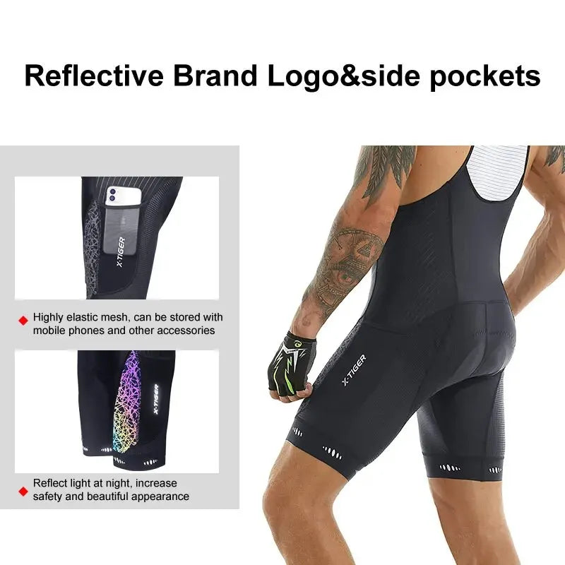 Men's Cycling Bib Shorts with 5D Gel Pad and Pockets