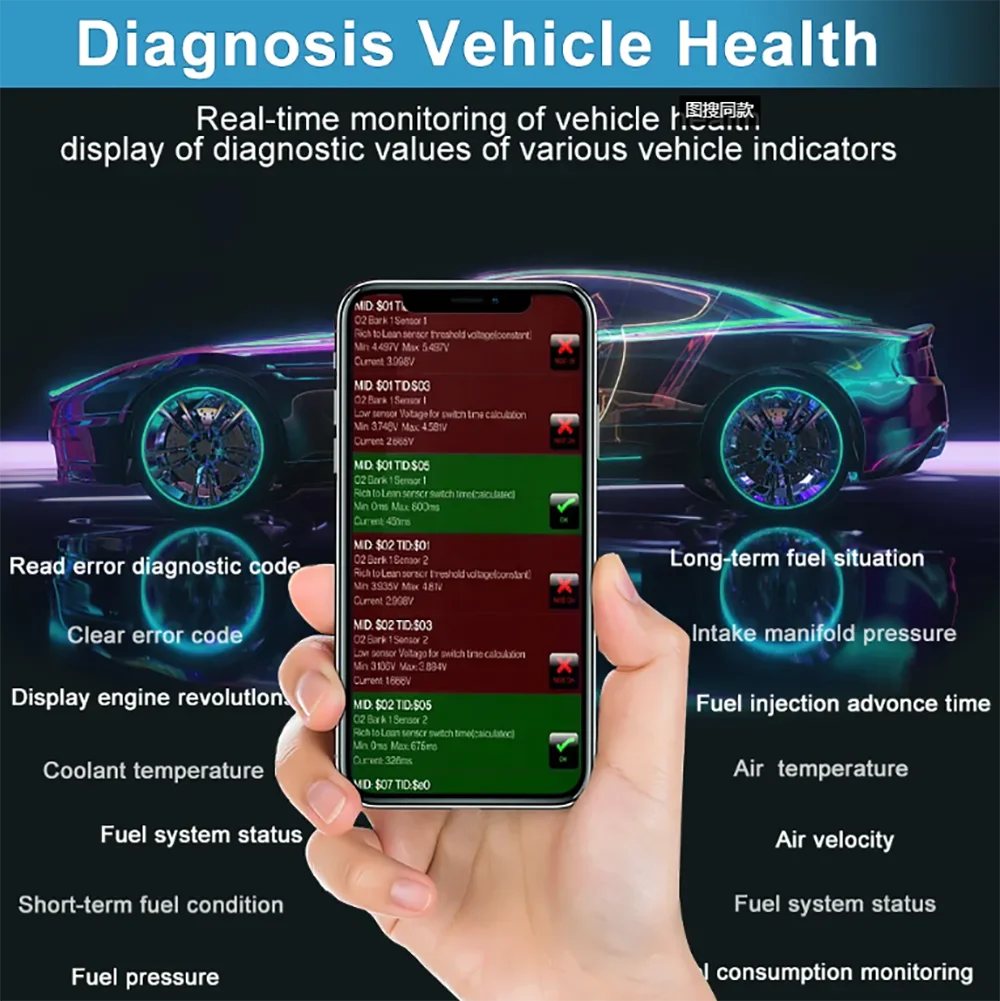 ELM327 Bluetooth OBD2 Diagnostic Scanner for iOS & Android