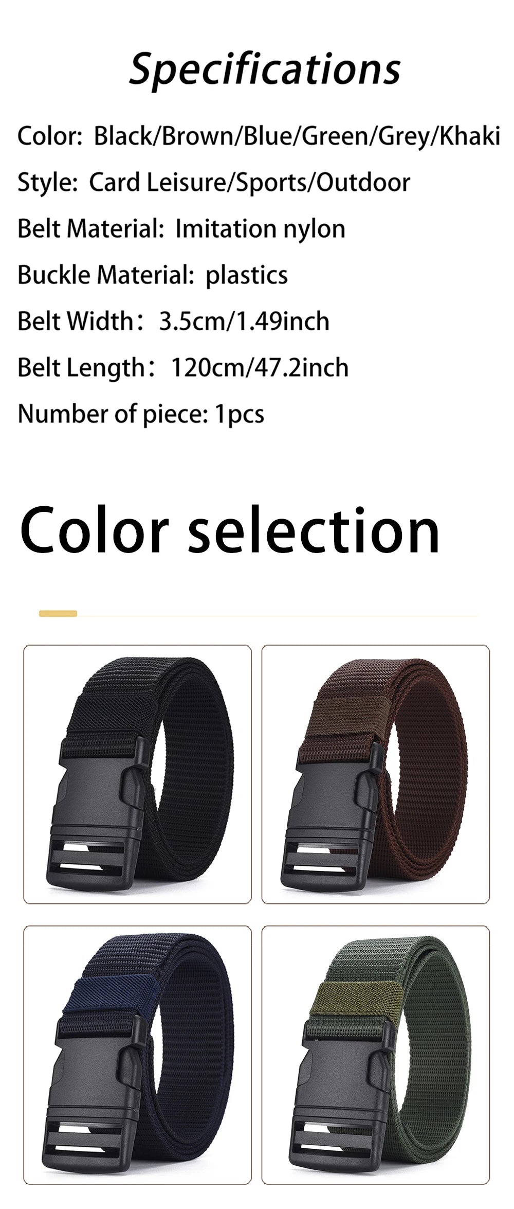 Men's High Quality Canvas Tactical Belt with Plastic Buckle