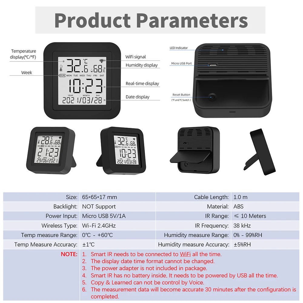 Tuya Smart Universal IR Remote with Temperature & Humidity Sensor