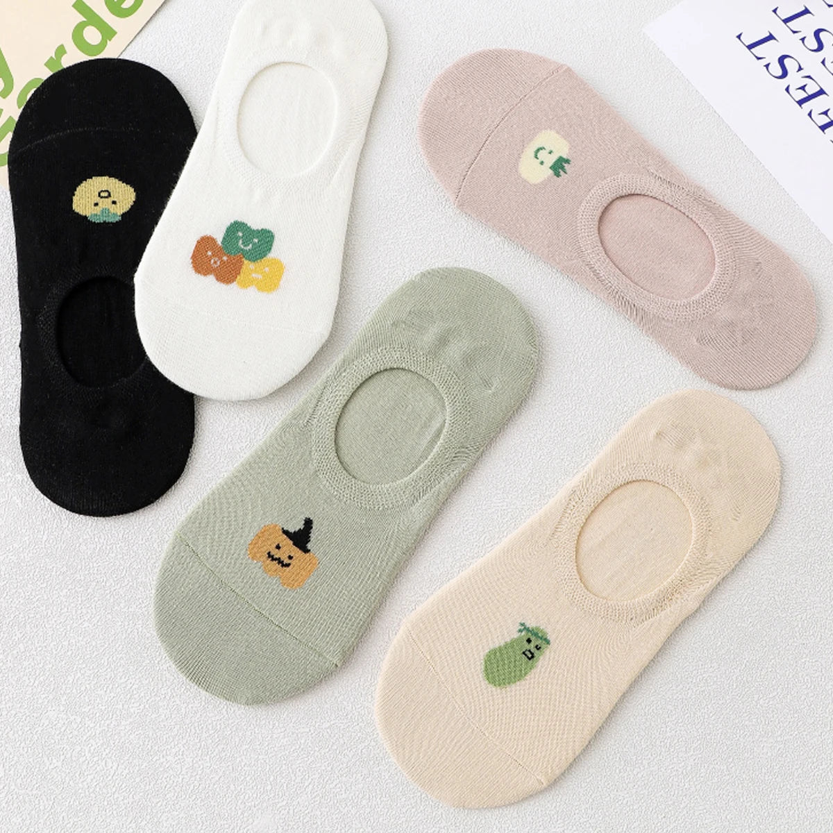 5 Pairs Cute Teddy Bear Ankle Socks for Women